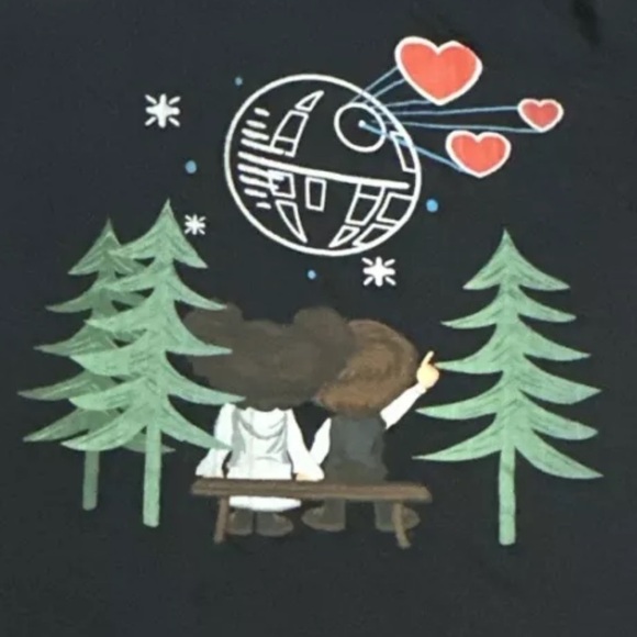 Star Wars Leia and Han Death Star Love Extra Soft T-Shirt Women’s Small - Picture 2 of 4